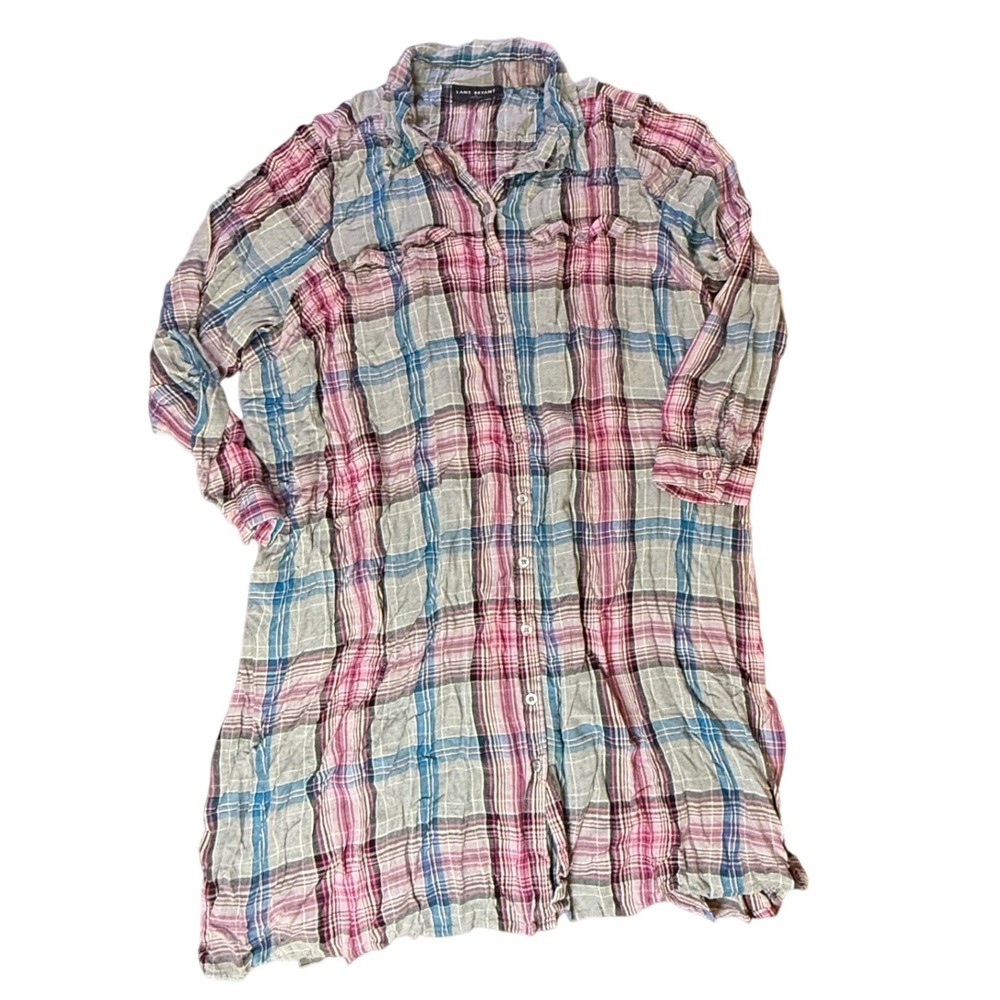 Lane Bryant 24‎ Plaid Button Down Long Sleeve Shirt Plus Size Tunic Top